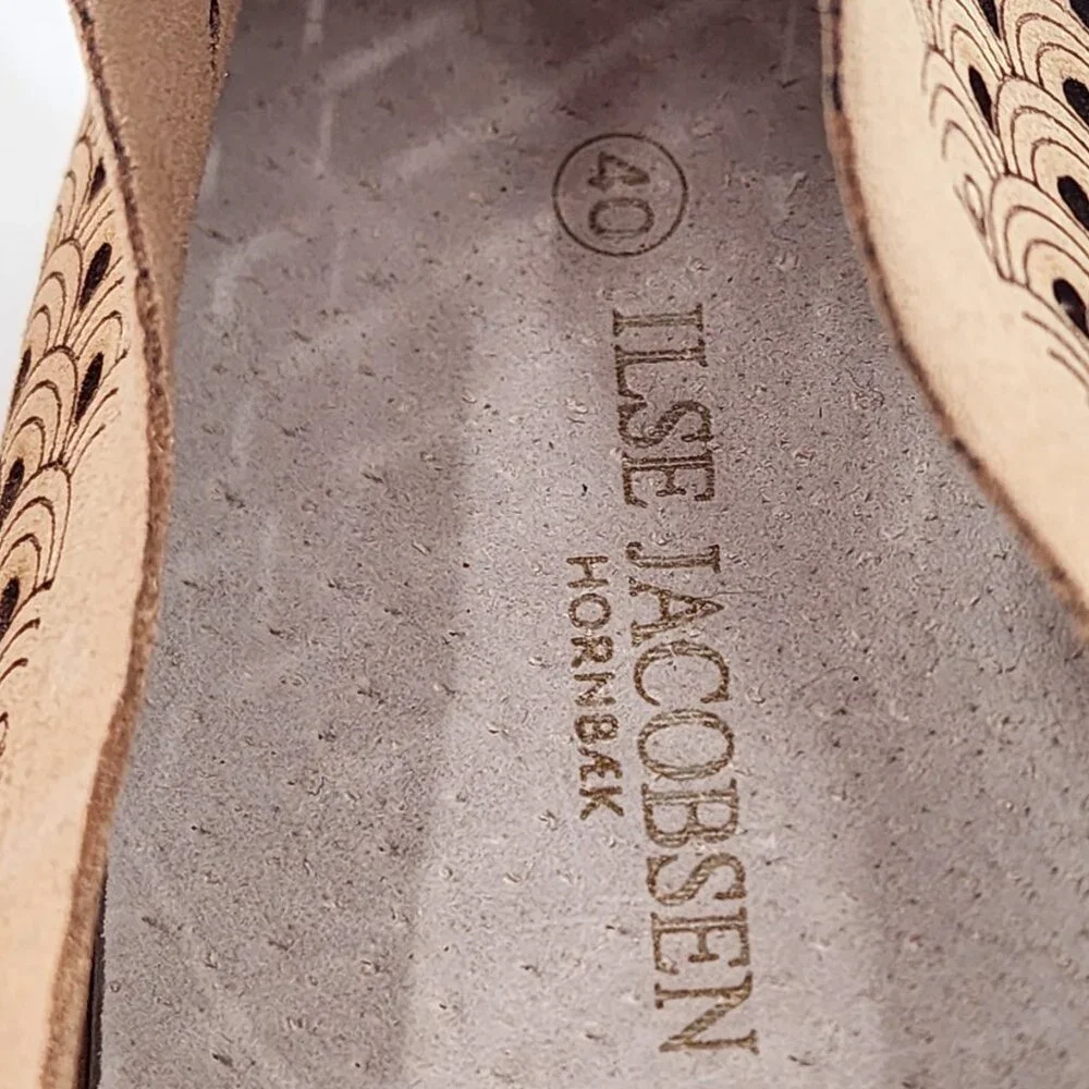 ILSE JACOBSEN Khaki Perforated Breathable Tulip Slip On Shoes‎ Tan
